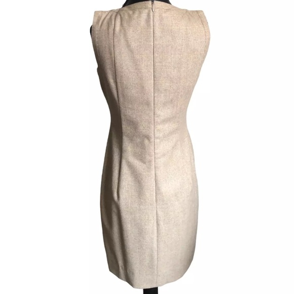 AKRIS PUNTO Tan Sleeveless Check Wool Midi Dress Size Medium - Picture 2 of 16